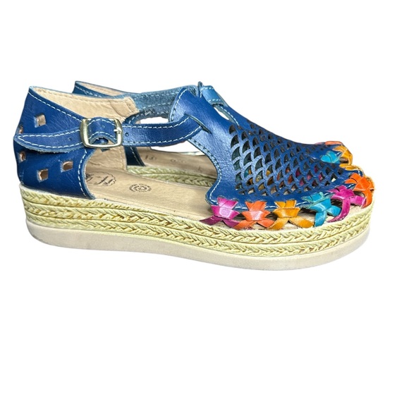 Mexican Leather Huarache Wedge Sandals - Picture 2 of 6